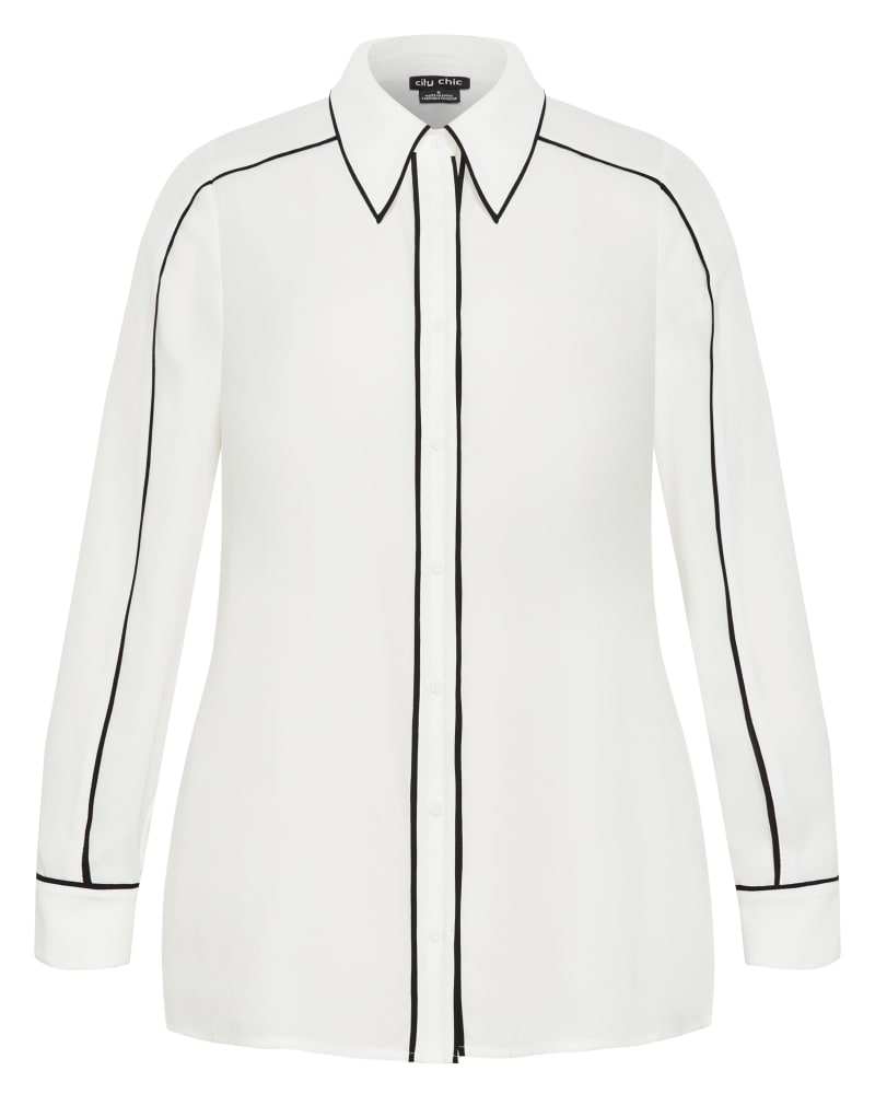 Front of a size XL SHIRT AURELIA in Ivory/Black by City Chic. | dia_product_style_image_id:322806